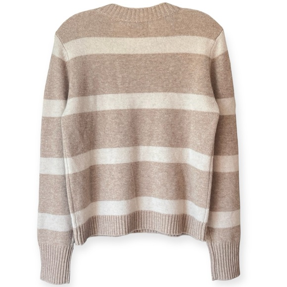 Cynthia Rowley Cashmere Merino Wool Wide Strip Blend Long Sleeve Knit Sweater - Picture 2 of 15